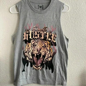 🆕S&B Born To Hustle Graphic Tank Lion-Print S🆕